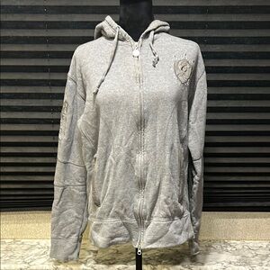 GERSEMI Women’s‎ Grey 100%Cotton Front Zip Equestrian Hoodie XL